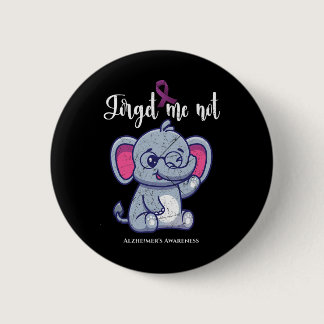 Elephant Flower Forget Me Not Alzheimerheimer Awar Button