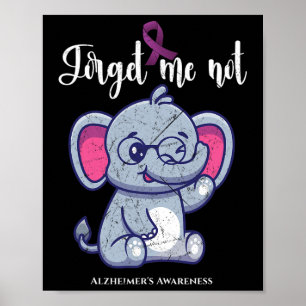 Elephant Flower Forget Me Not Alzheimerheimer Awar Poster
