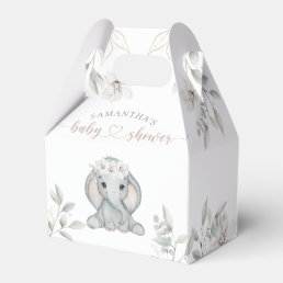Elephant &amp; Flower Watercolor Baby Shower Favor Boxes