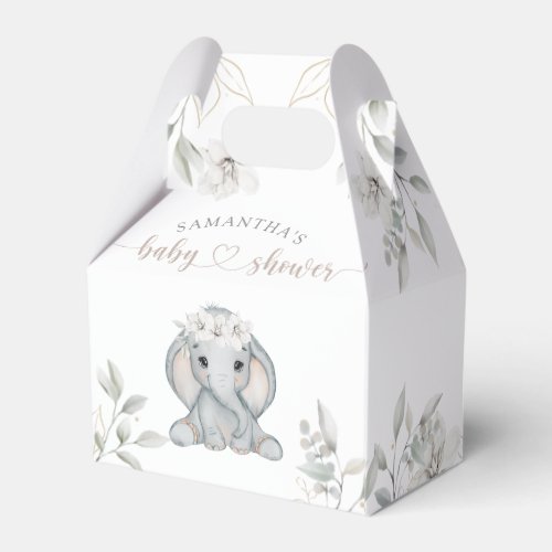 Elephant  Flower Watercolor Baby Shower Favor Boxes