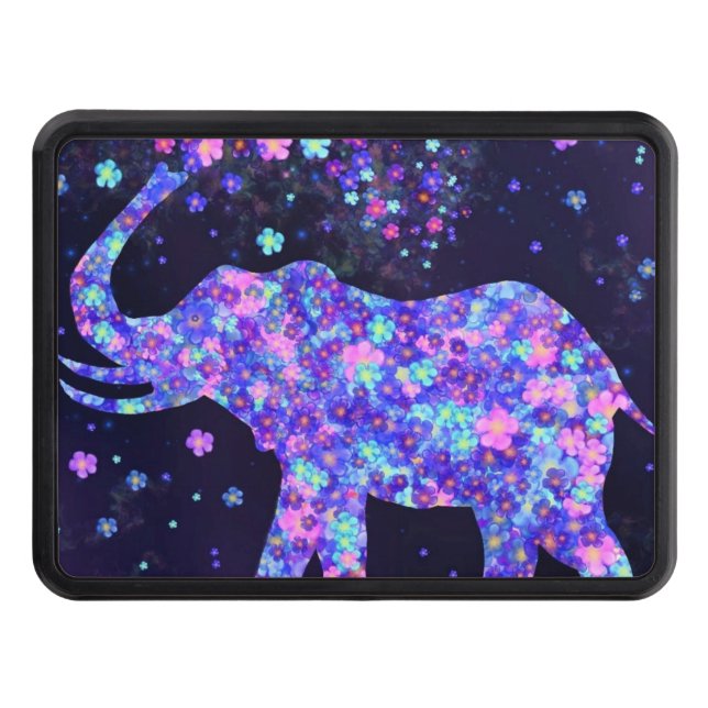 Elephant Flowers - Add Your Picture / Text / Name Hitch Cover (Front)