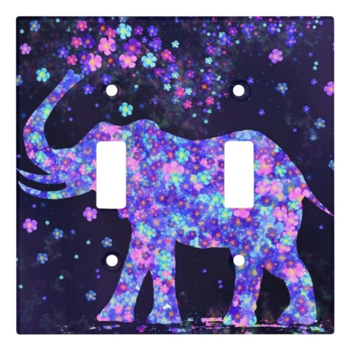 Elephant Flowers _ Add Your Picture  Text  Name Light Switch Cover