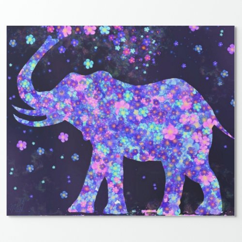 Elephant Flowers _ Add Your Picture  Text  Name Wrapping Paper