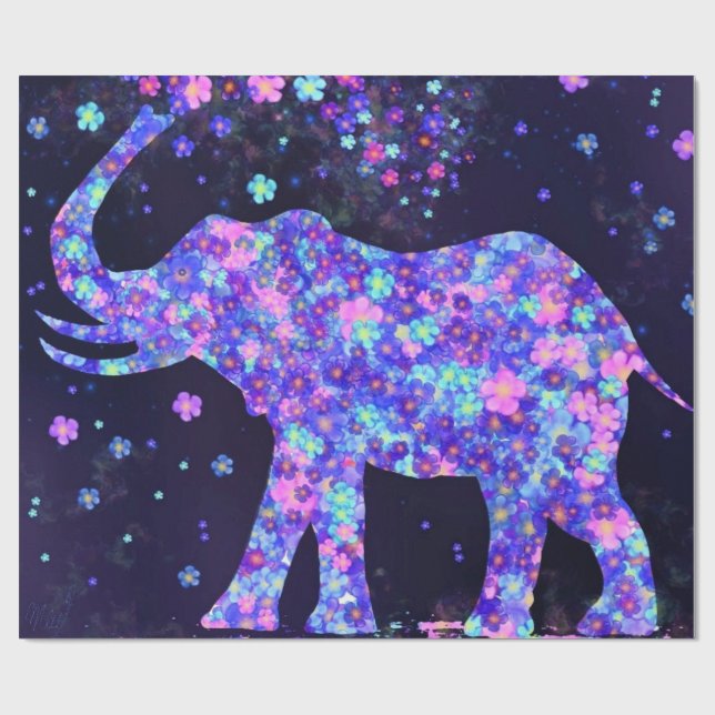 Elephant Flowers - Add Your Picture / Text / Name Wrapping Paper (Flat)