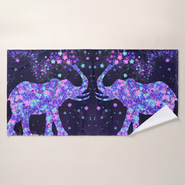 Elephant Flowers Bath Towel Set (Bath Towel)