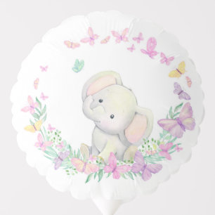 Elephant Flowers Birthday Shower Balloon