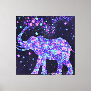 Elephant Flowers Canvas Print Spring Joy