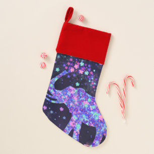 Elephant Flowers Christmas Stocking