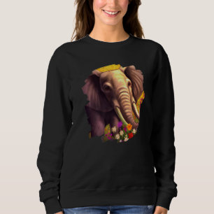 Elephant Flowers Cute Painting Flower Elephant 1 Sweatshirt