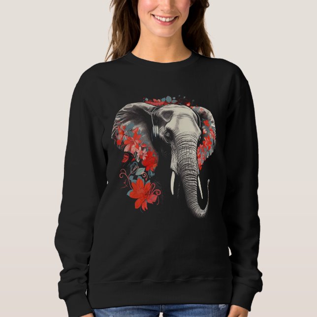 Elephant Flowers Music Animal Elephant Sweatshirt (Front)