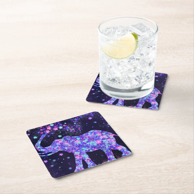 Elephant Flowers Paper Coaster (Insitu)