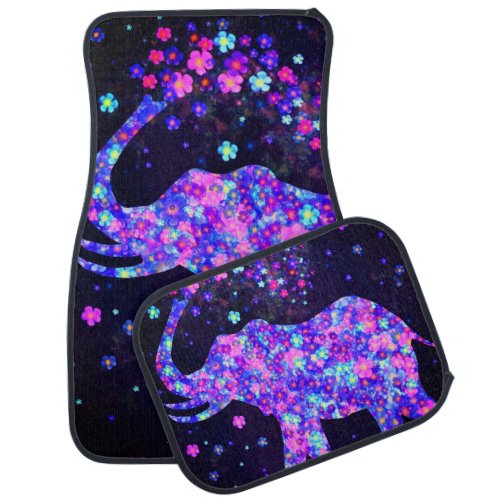 Elephant Flowers Spring Car Floor Mat Painting