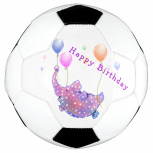 Elephant Flying Balloons Birthday Soccer Ball Gift
