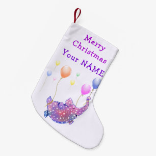 Elephant Flying Christmas Stocking Custom Name