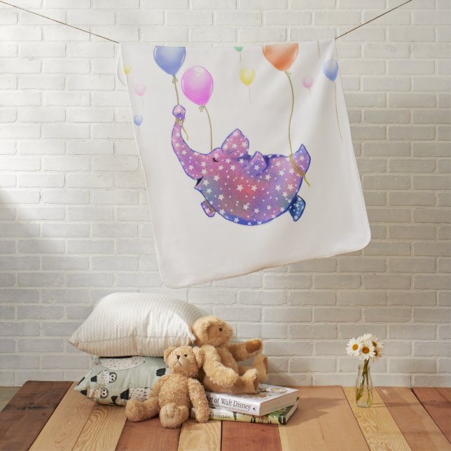 Elephant Flying Funny Baby Blanket (In Situ)