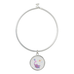 Elephant Flying with Balloons Bangle Bracelet Gift