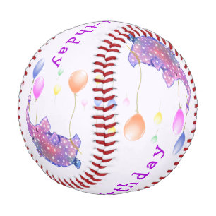 Elephant Flying with Balloons Funny Birthday Gift Baseball