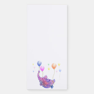 Elephant Flying with Balloons Magnetic Notepad