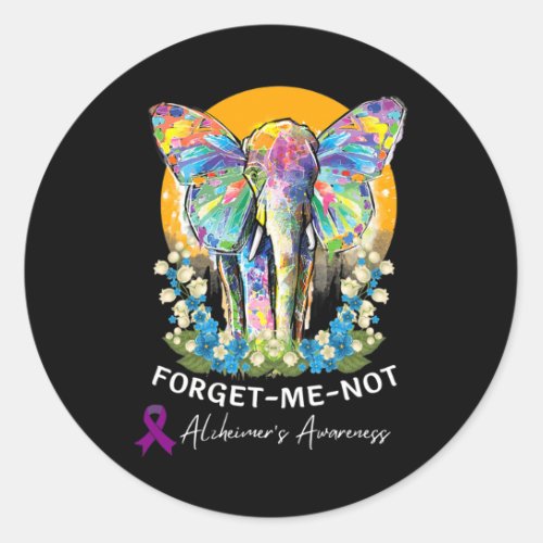 Elephant Forget_me_not Heimers Awareness  Classic Round Sticker
