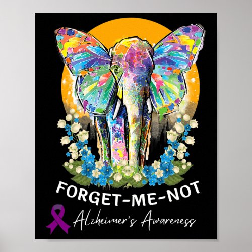 Elephant Forget_me_not Heimers Awareness  Poster