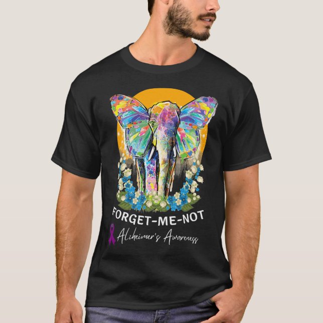 Elephant Forget-me-not Heimer’s Awareness  T-Shirt (Front)
