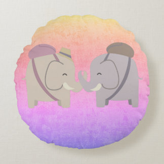 elephant friends round pillow