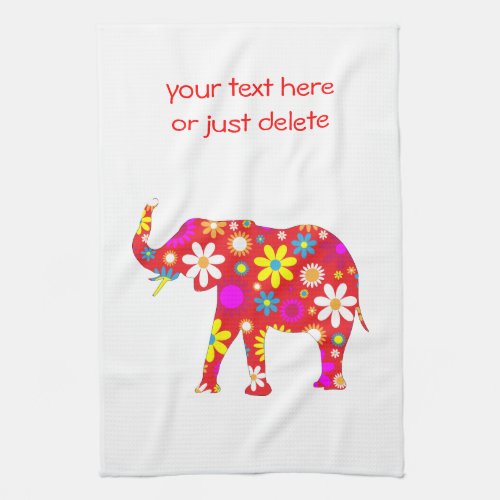 Elephant funky retro custom fun kitchen tea towel