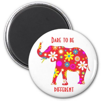 Elephant Funky Retro Floral Flowery Flower Magnet by roughcollie at Zazzle