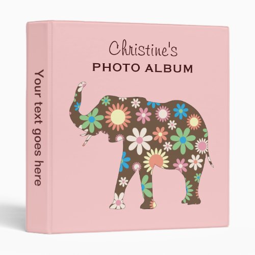 Elephant funky retro floral photo album binder