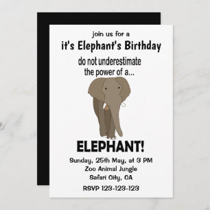 Elephant Funny Cute Elephant Birthday Invitation