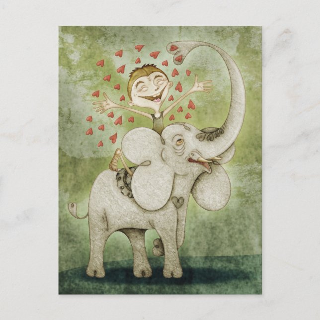 Elephant. Funny, fantastic, tender and imaginative Postcard (Front)