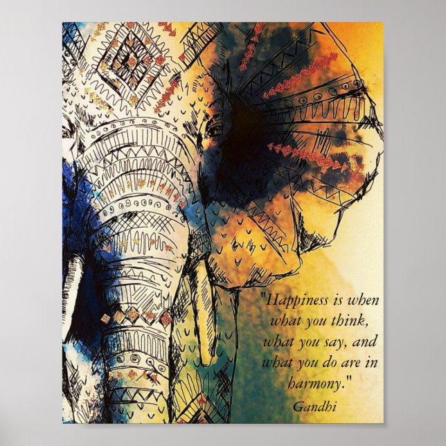 Elephant Gandhi Quote Poster (Front)