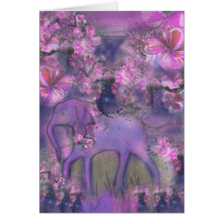 Elephant garlanded with pink flowers cards