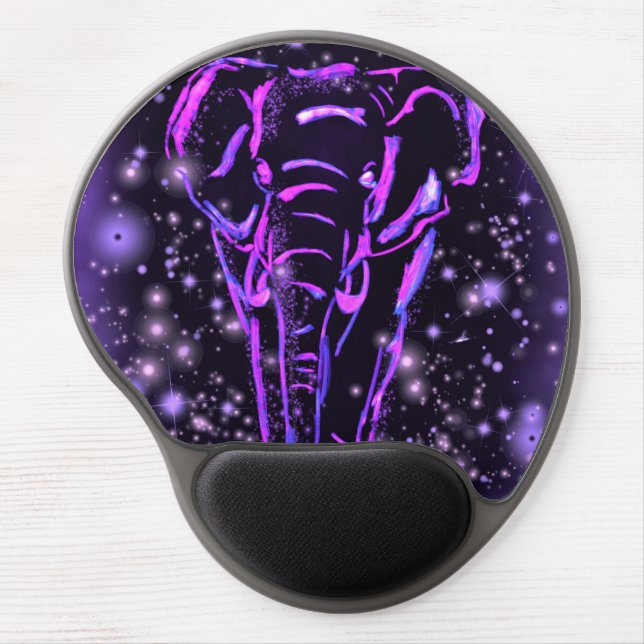 Elephant Gel Mouse Pad Walking In Starry Night (Front)