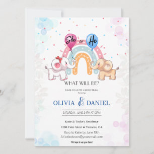 Elephant gender Gender Reveal Invitation" Invitation