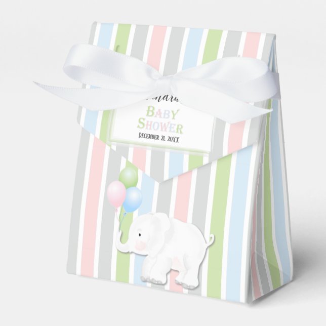 Elephant Gender Neutral | Baby shower Favor Boxes (Front Side)