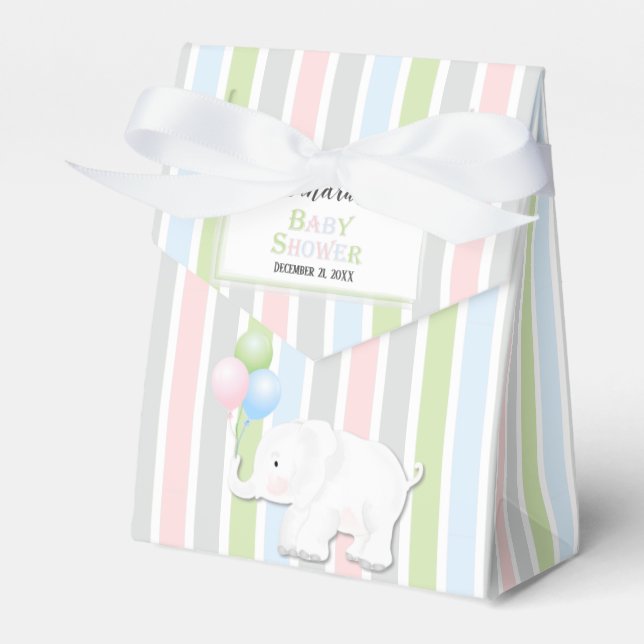 Elephant Gender Neutral | Baby shower Favor Boxes (Front Side)