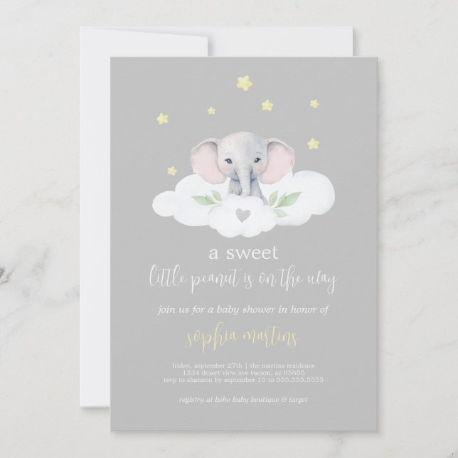 Elephant Gender Neutral Baby Shower Invitation (Front)