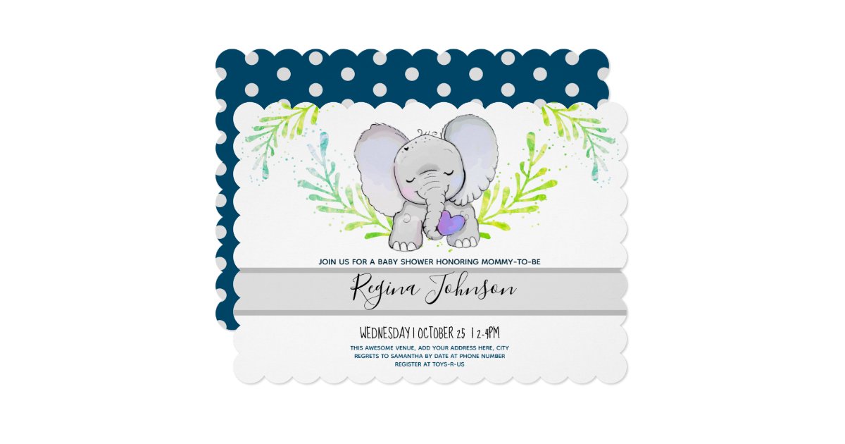 Elephant Gender Neutral Baby Shower Invitation
