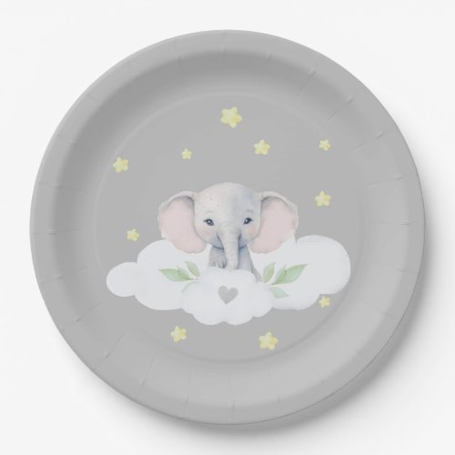 Elephant Gender Neutral Baby Shower Tableware Paper Plates