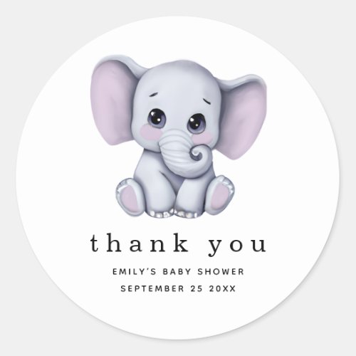 Elephant Gender Neutral Baby Shower Thank You Classic Round Sticker