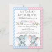 Elephant Gender Reveal Baby Shower Invitations (Front)