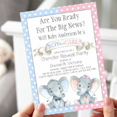 Elephant Gender Reveal Baby Shower Invitations