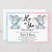 Elephant Gender Reveal He or She Blue Pink Invitation (Front/Back)