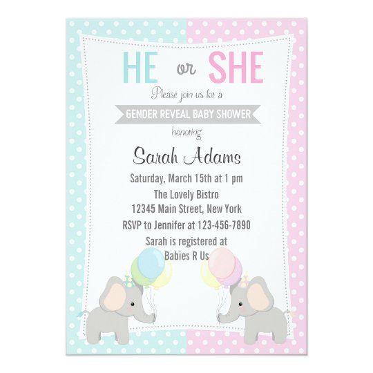 Elephant Gender Reveal Party Invitation | Zazzle.com