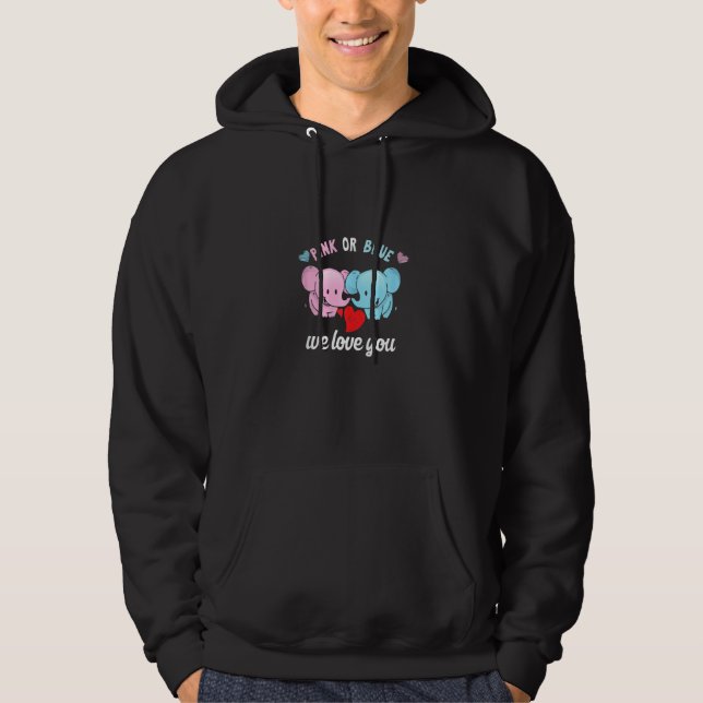 Elephant Gender Reveal Pregnancy Announcement Baby Hoodie (Front)
