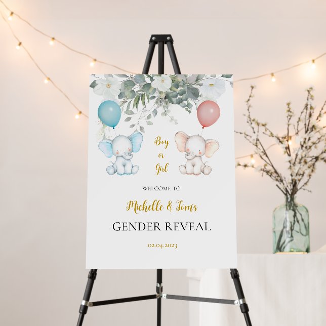 Elephant Gender Reveal Welcome Sign (In Situ (Stand))