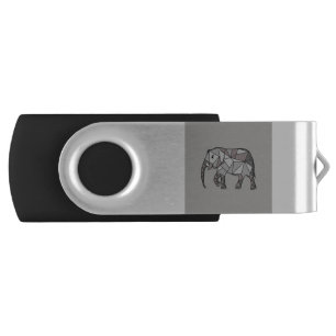 elephant geometric, bishop grey 2 flash drive