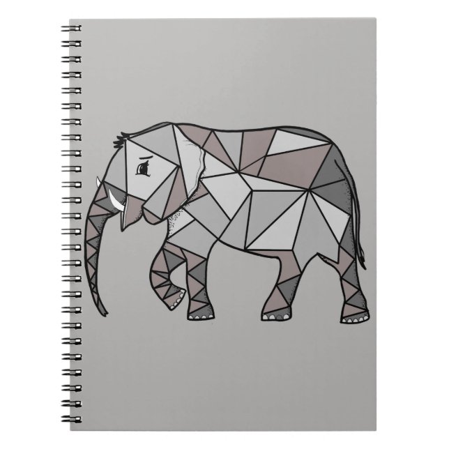 Elephant Geometric Bishop Grey 2 Notebook (Front)