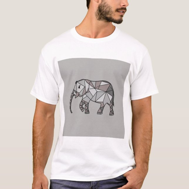 elephant geometric, bishop grey 2 T-Shirt (Front)